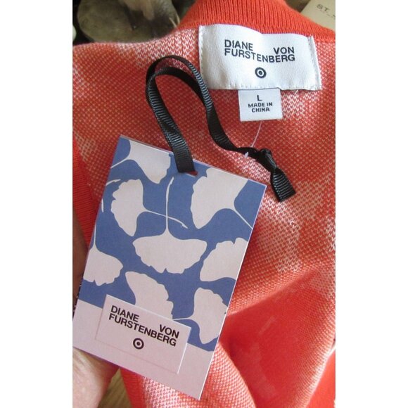 New w Tags, Diane Von Furstenberg for Target Ginkgo Cherry Tomato Wrap Dress L - Picture 7 of 8